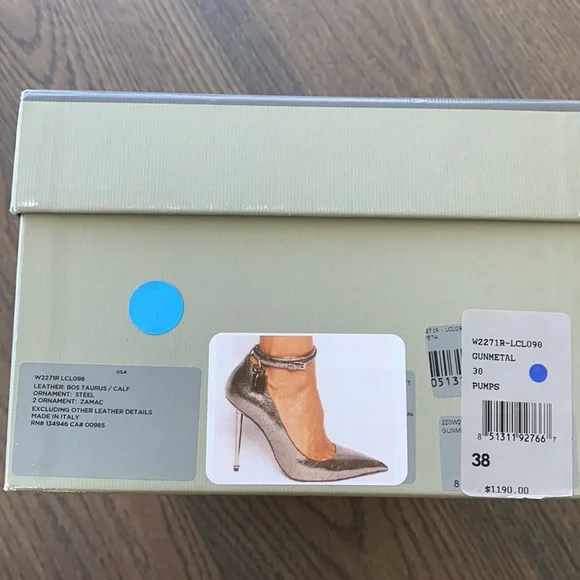 TOM FORD GUNMETAL PUMP W/ LOCK 38 - Picture 10 of 10